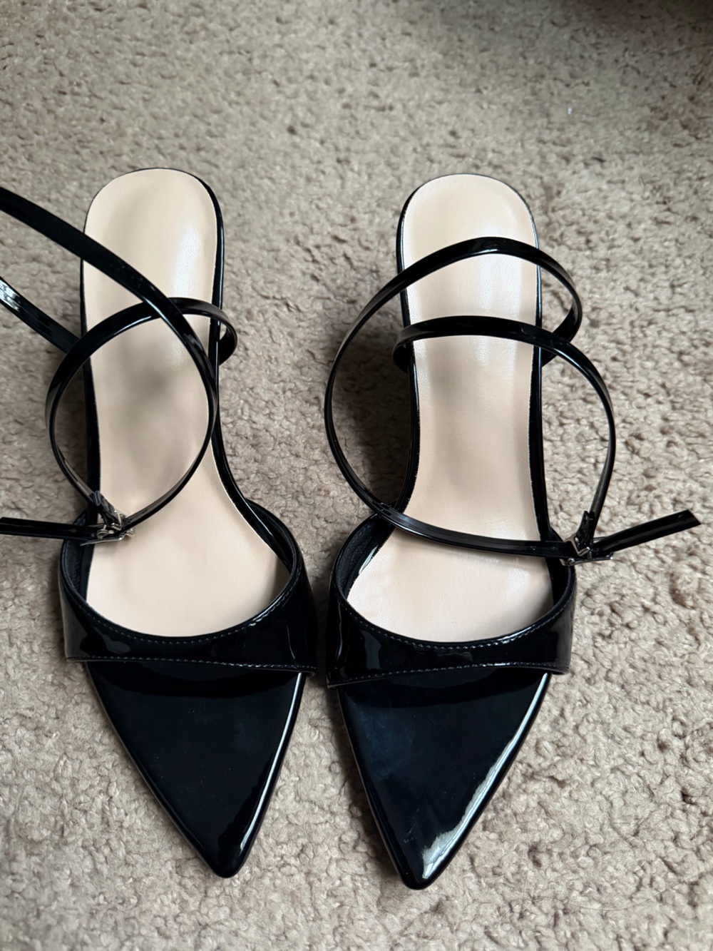 Black strappy kitten heel